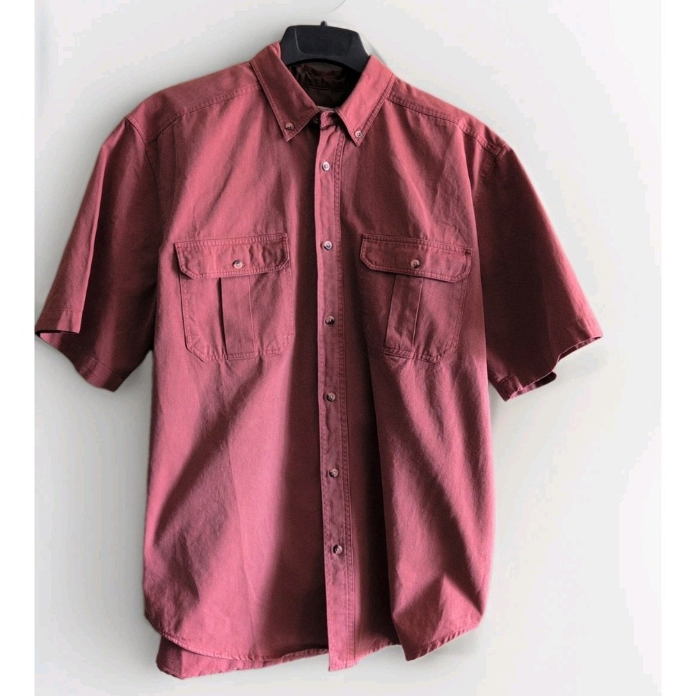 Field N' Forest Shirt Short  Sleeve Mens Sz L Rust Colored Rugged Heavy Cotton‎